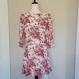 Reformation Doutzen Mini Dress Womens 10 Floral Birds Romantic Feminine Ruffles